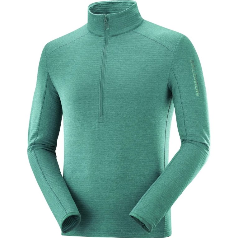 Salomon Outline Half Zip Men's Sweatshirt Green | CA 75X43